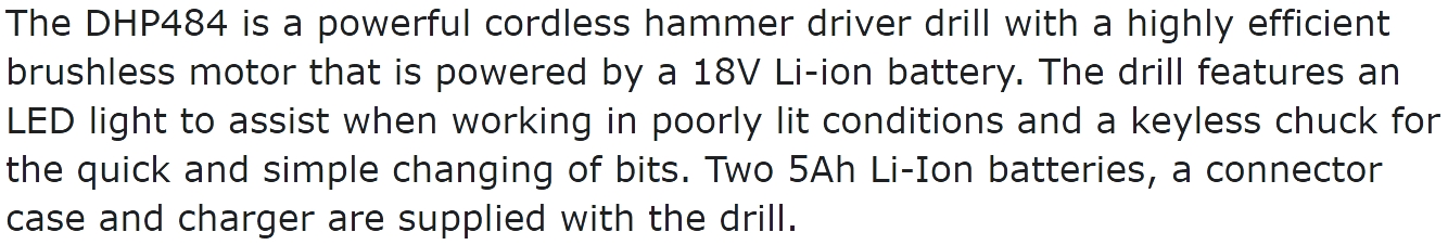 מברגה מקדחה מקצועית מטעמת מקיטה MAKITA DHP484 DHP484TRJ TEXT